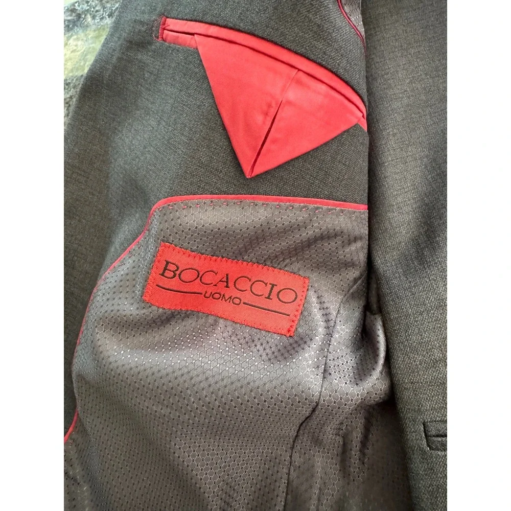 Bocaccio Uomo Mens 3 Piece Suit Charcoal Gray‎ Vest Jacket Pants 40S / 34 W new